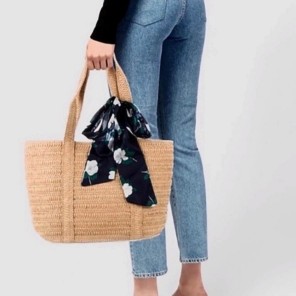 Draper James Straw Tote with Floral Scarf
